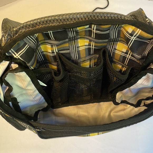 L.L. Bean yellow and black checkered hanging travel / cosmetic organizer bag. - Picture 5 of 8